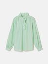 Melanie Green/White Cotton Ruffle Blouse