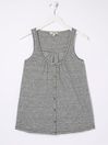 Flora Black Cotton Linen Stripe Vest