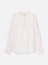 Mariella Cream Cotton Frill Neck Blouse