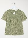 Jade Green Damask Floral Top