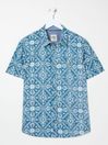 Blue Short Sleeve Large Tile Print Shirt