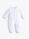 Pink Heart Embroidered Cotton Baby Sleepsuit