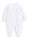 Yellow Duck Embroidered Cotton Baby Sleepsuit