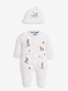 White Peter Rabbit Cotton Embroidered Baby Sleepsuit & Hat Set