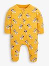 Yellow Zebra Print Zip Cotton Baby Sleepsuit