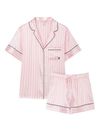 Pretty Blossom Iconic Stripe Pink Satin Short Pyjamas