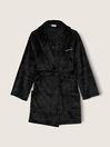 Pure Black Cosy Long Sleeve Dressing Gown