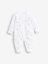 Yellow Duck Personalised Embroidered Cotton Baby Sleepsuit