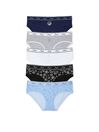 Black/Grey/White/Blue/Navy Blue Hipster Logo 5 Pack Knickers, Hipster
