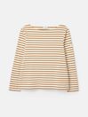 New Harbour Cream & Tan Striped Boat Neck Breton Top