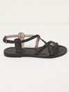 Daphne Black Leather Braided Sandals