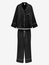 Black Dot Satin Long Pyjama Set