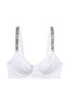 White Longline Shine Strap Swim Bikini Top, Longline