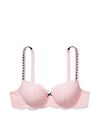 Angel Pink And Black Lightly Lined Demi Lace Unlined Balcony Bra, Lightly Lined Demi