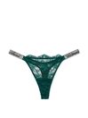 Black Ivy Green Lace Thong Shine Strap Knickers