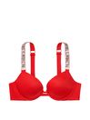Lipstick Red Push Up Shine Strap Bra