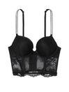 Black Add 2 Cups Shine Strap Lace Corset Bra Top