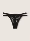 Pure Black Strappy Lace Thong Knickers