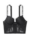 Black Lace Shine Strap Corset Bra Top