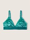 Deep Lake Blue Regular Cup Velvet Unlined Triangle Bralette, Regular Cup