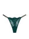 Black Ivy Green Skinny Chain Thong Shine Strap Knickers