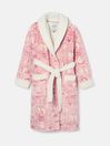 Matilda Pink Fleece Lined Striped Dressing Gown