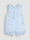 Blue Bee Embroidered Gingham Dungarees