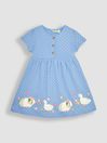 Blue Guinea Pig & Duck Spot Appliqué Button Front Jersey Dress
