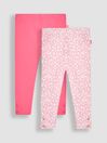 Coral Strawberry Ditsy Floral & Pink 2-Pack Leggings