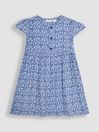 Navy Blue Ditsy Floral Button Front Classic Dress