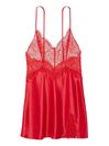 Lipstick Red Satin Lace Slip Dress