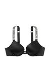 Black Push Up Shine Strap Bra