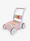 Pink Wooden Baby Walker with Colourful Blocks