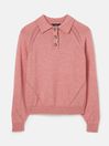 Mia Pink Pointelle Jumper With Collar
