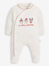 Cream My First Christmas Cotton Baby Sleepsuit