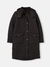 Chatsworth Chatsworth Black Showerproof Long Diamond Quilted Coat With Hood