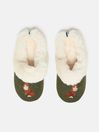 Slippet Luxe Slippet Luxe Green Faux Fur Lined Embroidered Mule Slippers