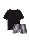Black Classic Stripe Cotton Short Pyjamas