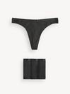 Black Stretch Cotton Multipack Knickers, Thong