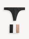 Black Stretch Cotton Multipack Knickers, Thong