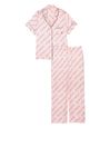 Purest Pink Diagonal Logo Short Sleeve Satin Long Pyjamas