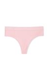 Pretty Blossom Pink Stretch Cotton Logo High Leg Wide Side Thong Knickers