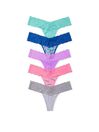 Blue/Purple/Pink/Grey Lace Waist Thong  Multipack