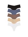 Black/Red/White/Purple/Pink No-Show Multipack Knickers, Thong
