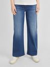 Mid Wash Wide Leg Maternity Jeans