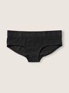 Pure Black Stretch Cotton Cotton Logo Knickers, Hipster