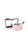 Pink Iconic Stripe AM/PM Makeup Bag Duo