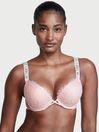 Purest Pink Lace Very Sexy Shine Strap Add 2 Cups Push Up Bombshell Bra