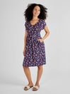 Navy Blue Floral Floral Pleated Maternity & Nursing Tunic Dress