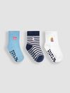 Blue Nautical 3-Pack Embroidered Socks